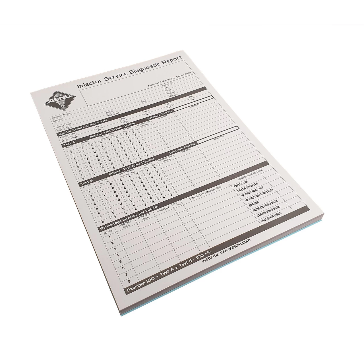 Injector Service Report Pad 1 Injector Service Report Pad